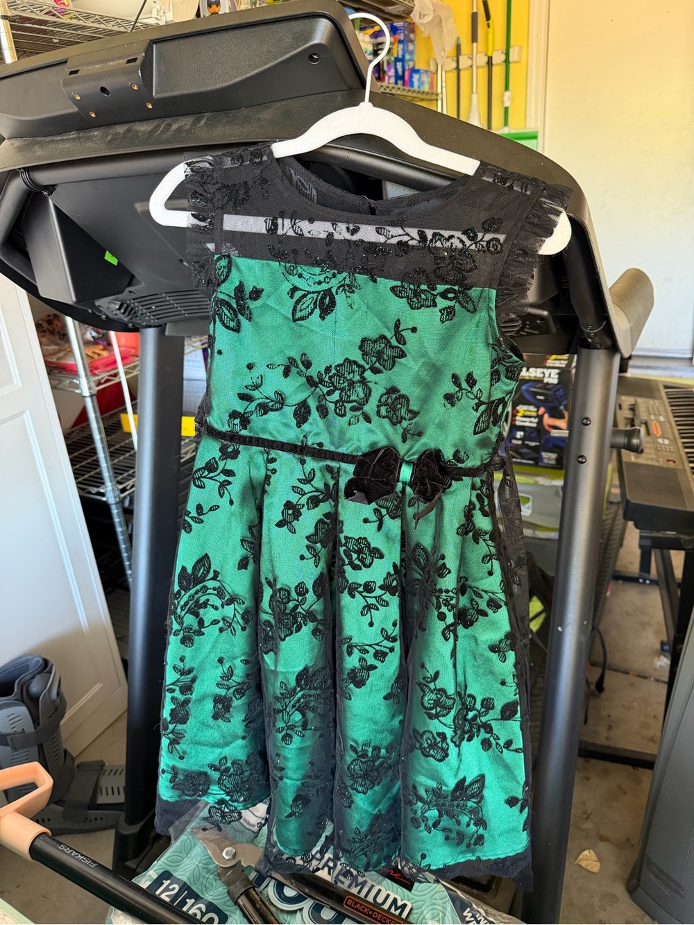Jona Michelle Emerald Green Dress with Black Floral Lace